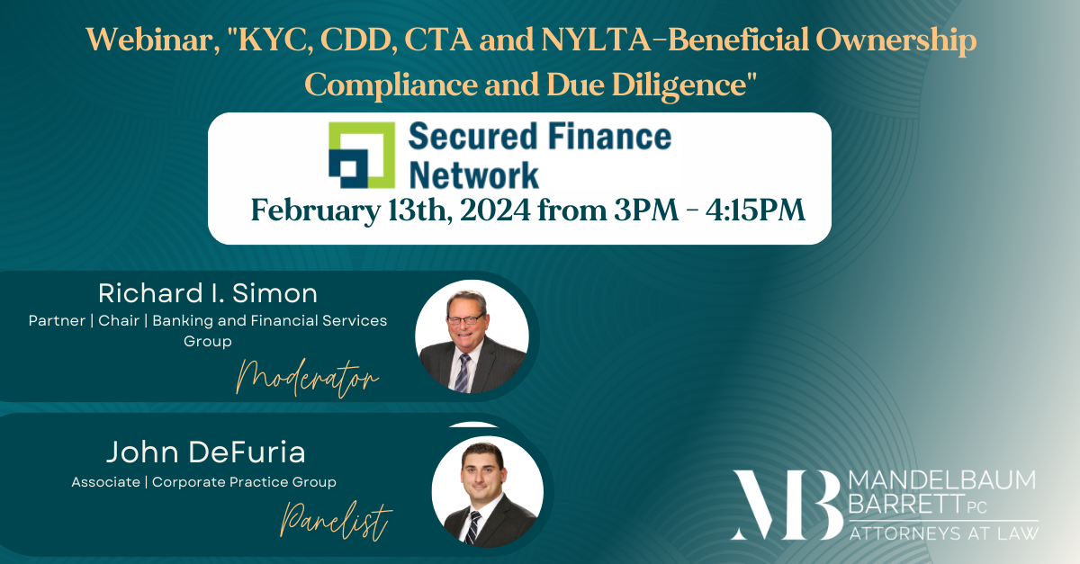 Richard Simon Moderates Webinar on "KYC, CDD, CTA, and NYLTA