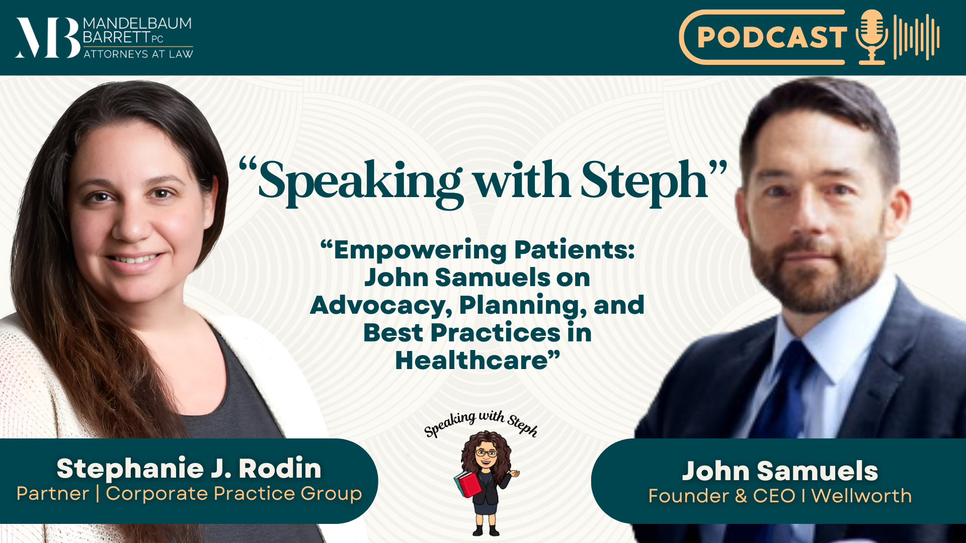 Speaking with Steph podcast interview with Stephanie Rodin and John Samuels