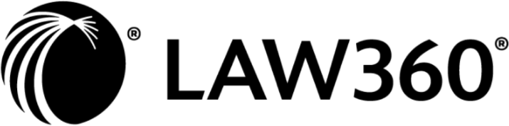 Law360 logo with black globe icon and registered trademark symbol