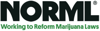 NORML logo with tagline "Working to Reform Marijuana Laws" in black and green text