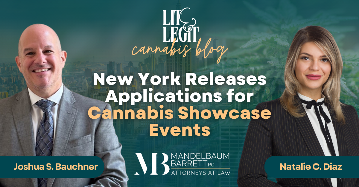 Mandelbaum Barrett PC cannabis blog graphic featuring Joshua Bauchner and Natalie Diaz